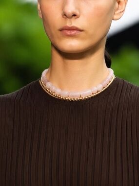 Handmade Pink Quartz & Gold Double-Strand Collar Necklace | One of a Kind
